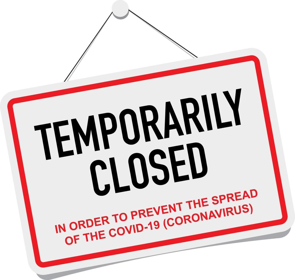 Office temporarily closed for coronavirus sign vector