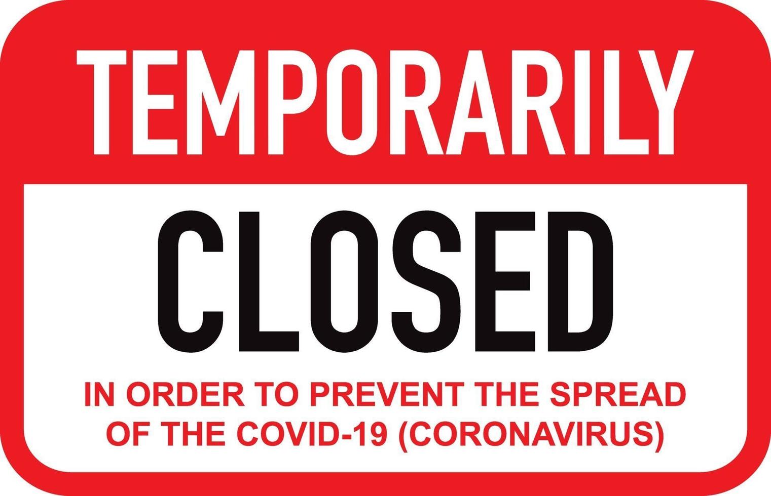 Office temporarily closed for coronavirus sign vector