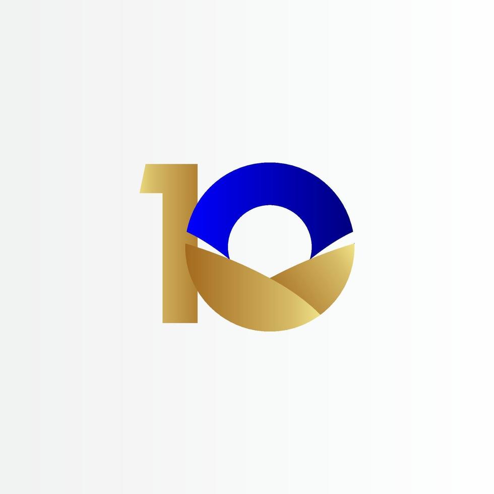 10 Years Anniversary Blue Gold Celebration Vector Template Design Illustration