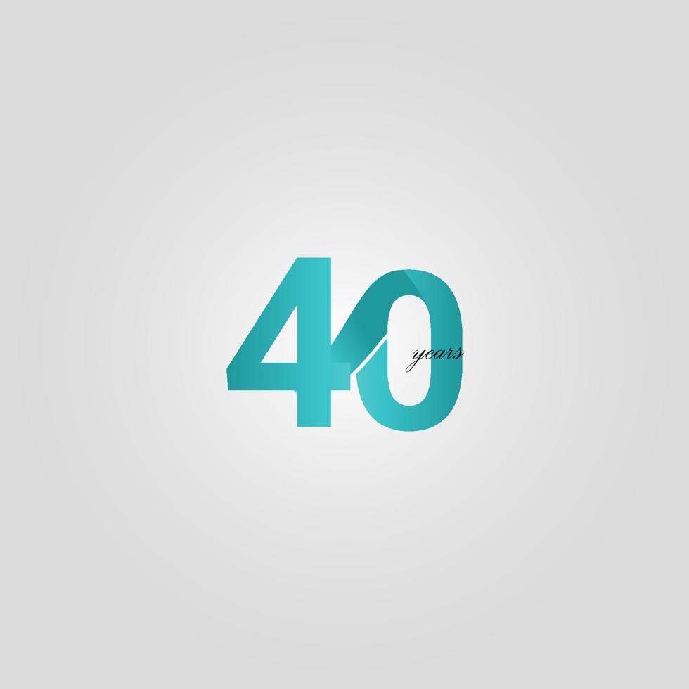 Ilustración de diseño de plantilla de vector de línea azul de celebración de aniversario de 40 años