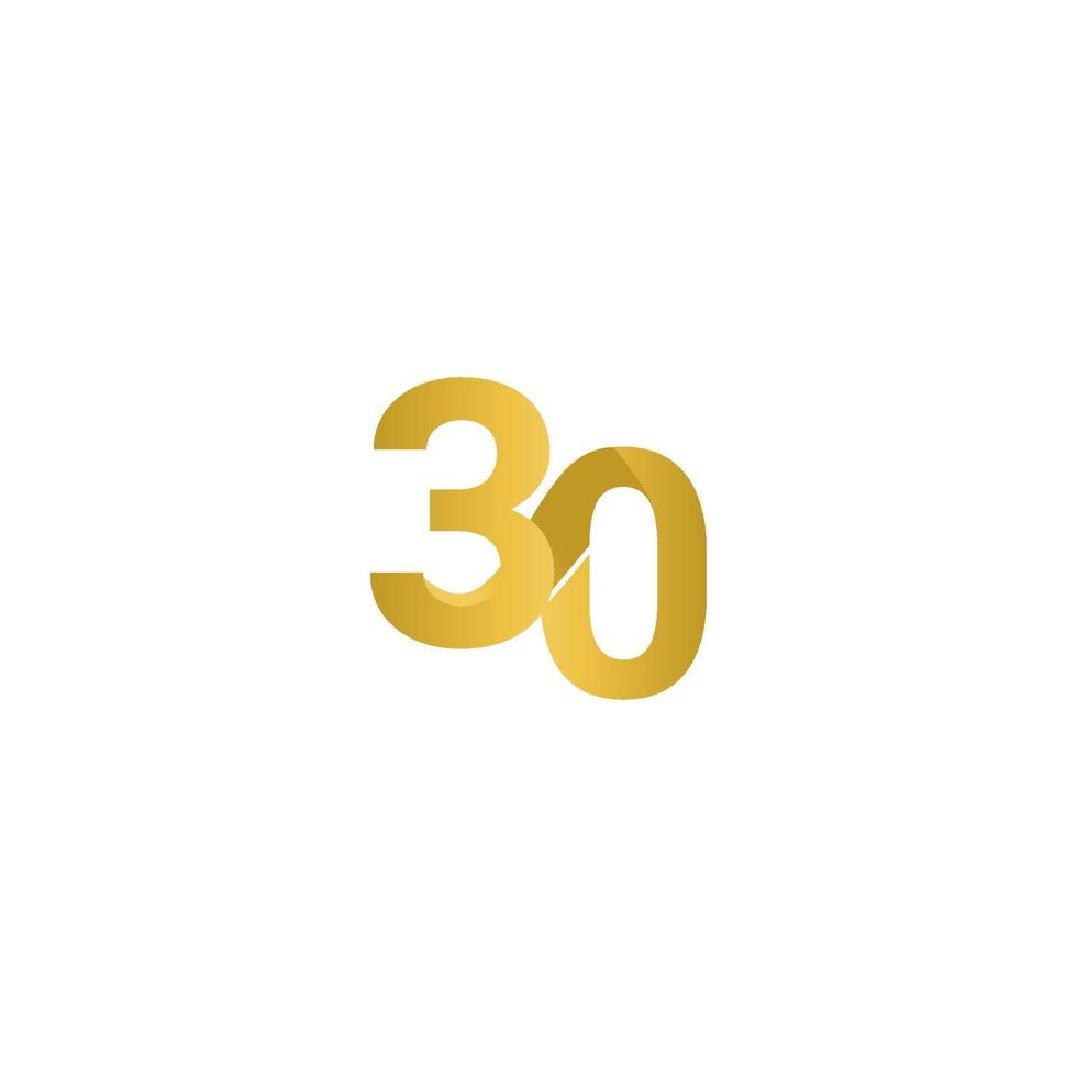 30 Years Anniversary Celebration Gold Line Vector Template Design Illustration