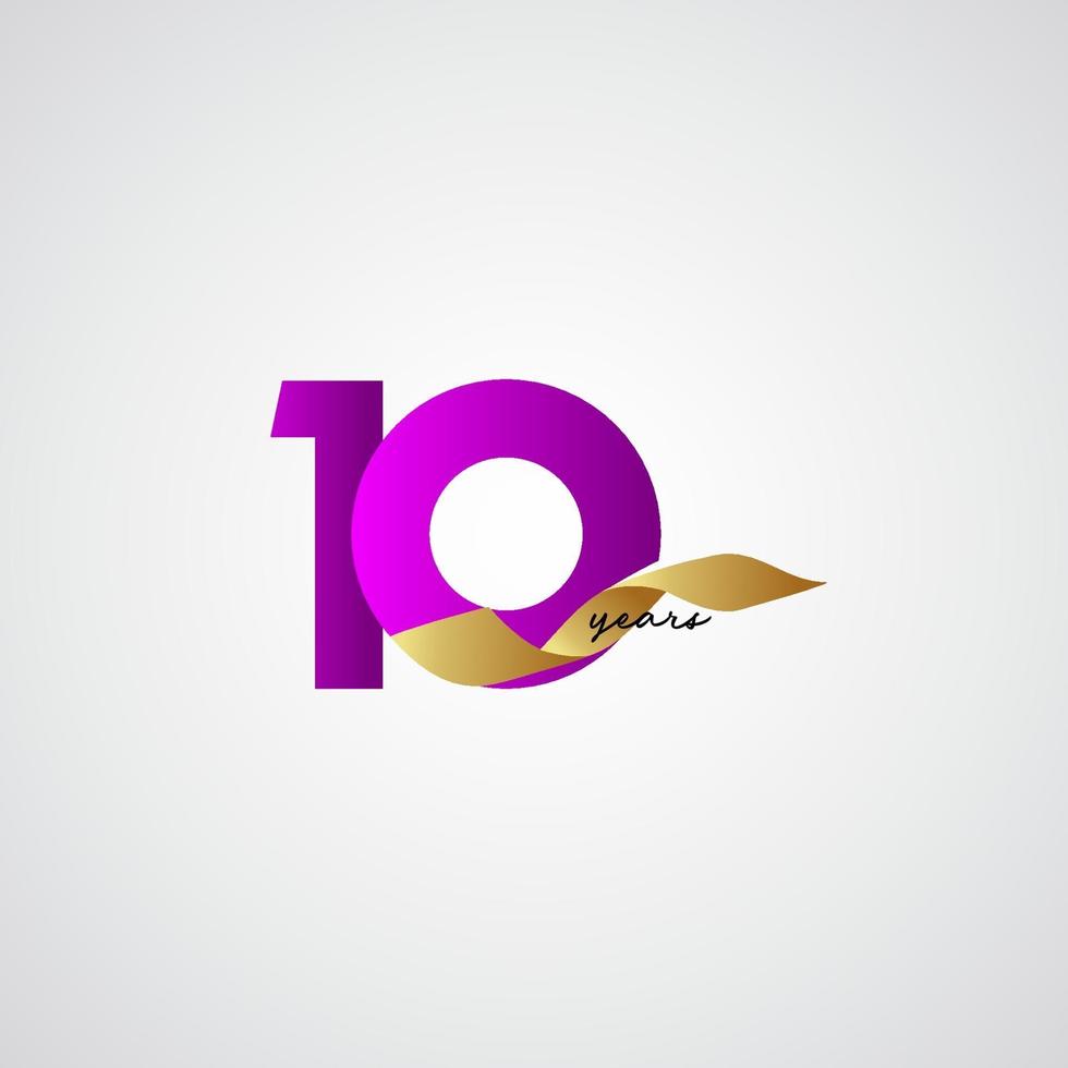 10 Years Anniversary Ribbon Celebration Vector Template Design Illustration