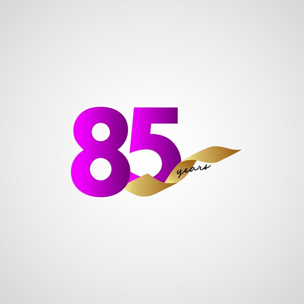 85 Years Anniversary Ribbon Celebration Vector Template Design Illustration