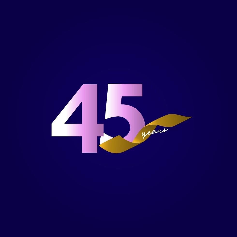 45 Years Anniversary Ribbon Celebration Vector Template Design Illustration