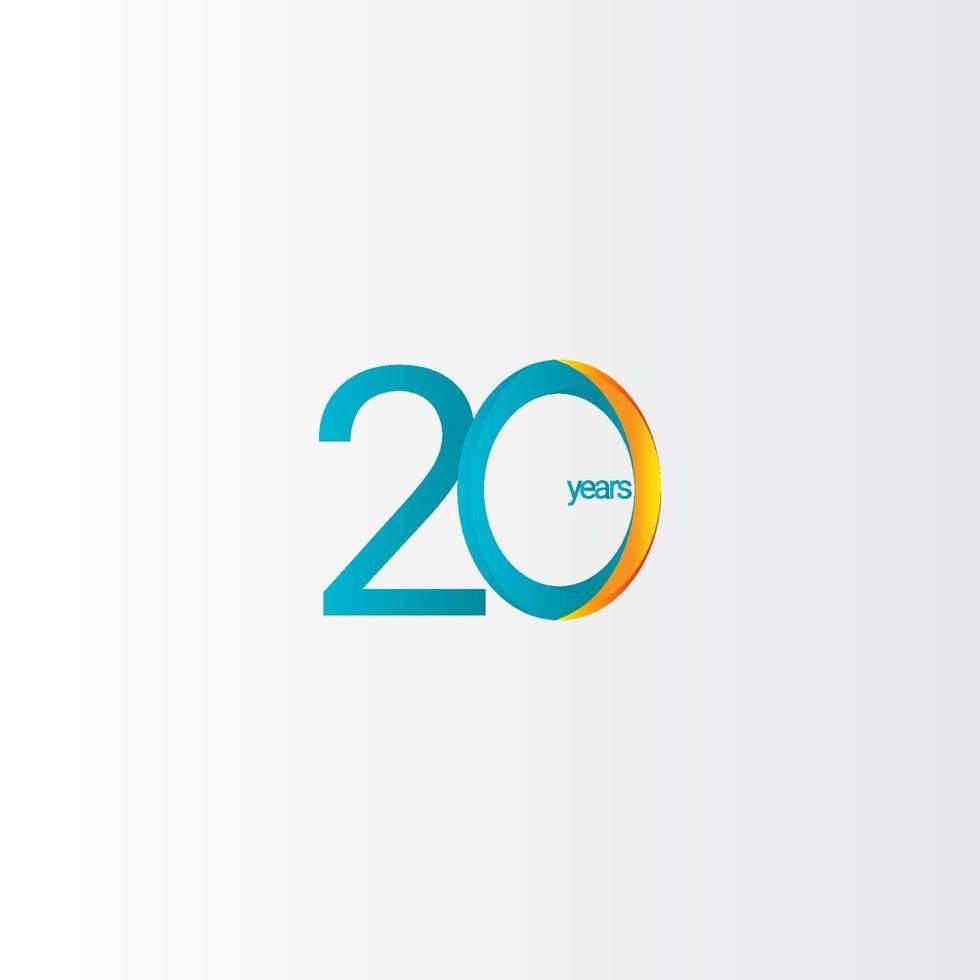 Ilustración de diseño de plantilla de vector degradado de celebración de aniversario de 20 años