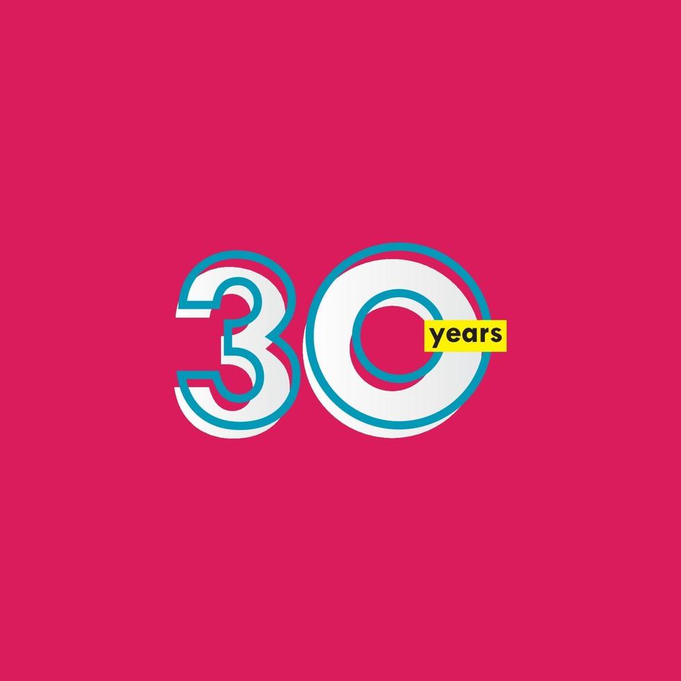 30 Years Anniversary Celebration Line Vector Template Design Illustration