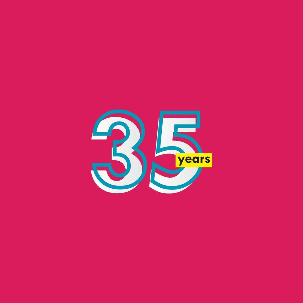 35 Years Anniversary Celebration Line Vector Template Design Illustration