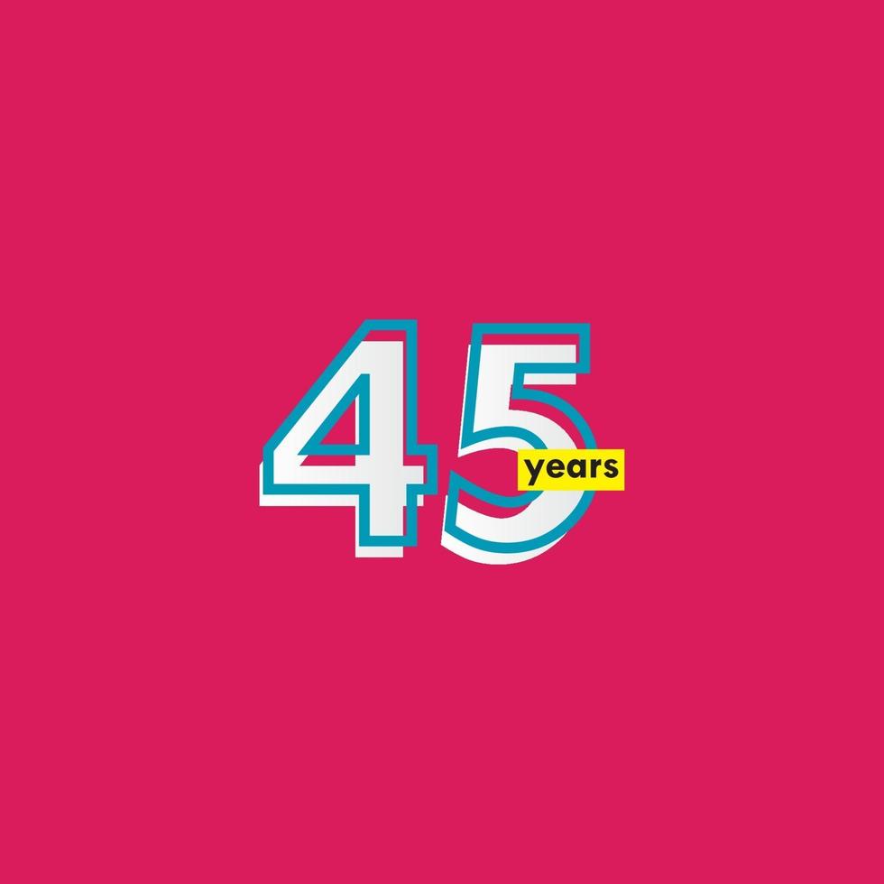 45 Years Anniversary Celebration Line Vector Template Design Illustration