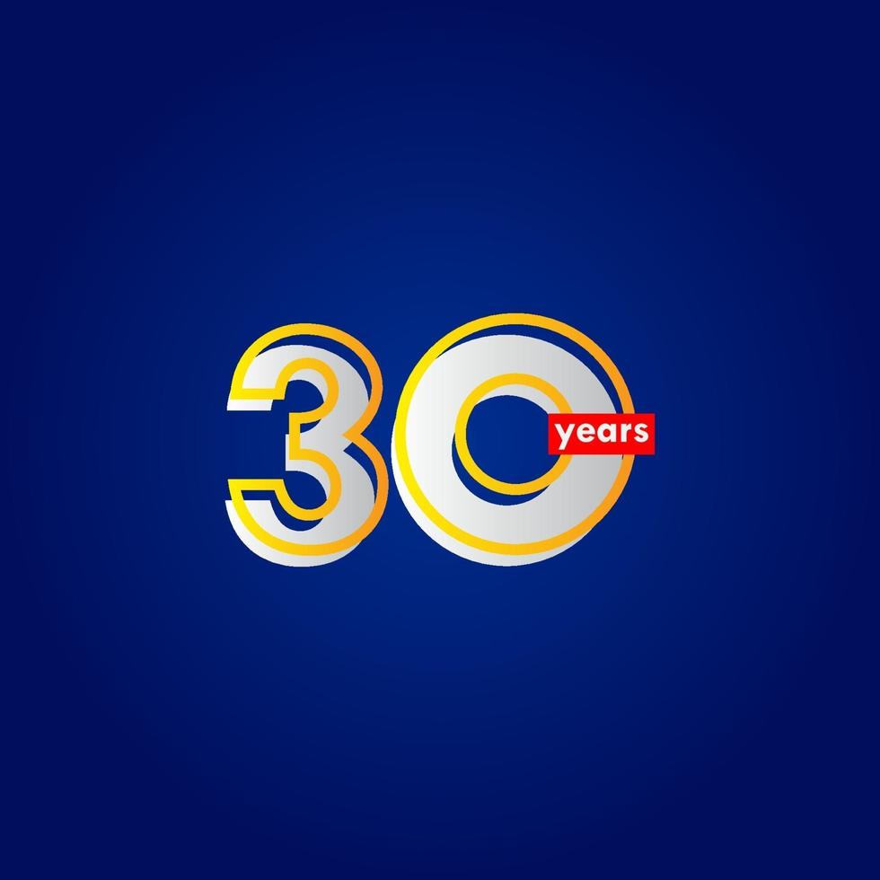 30 Years Anniversary Celebration Line Vector Template Design Illustration
