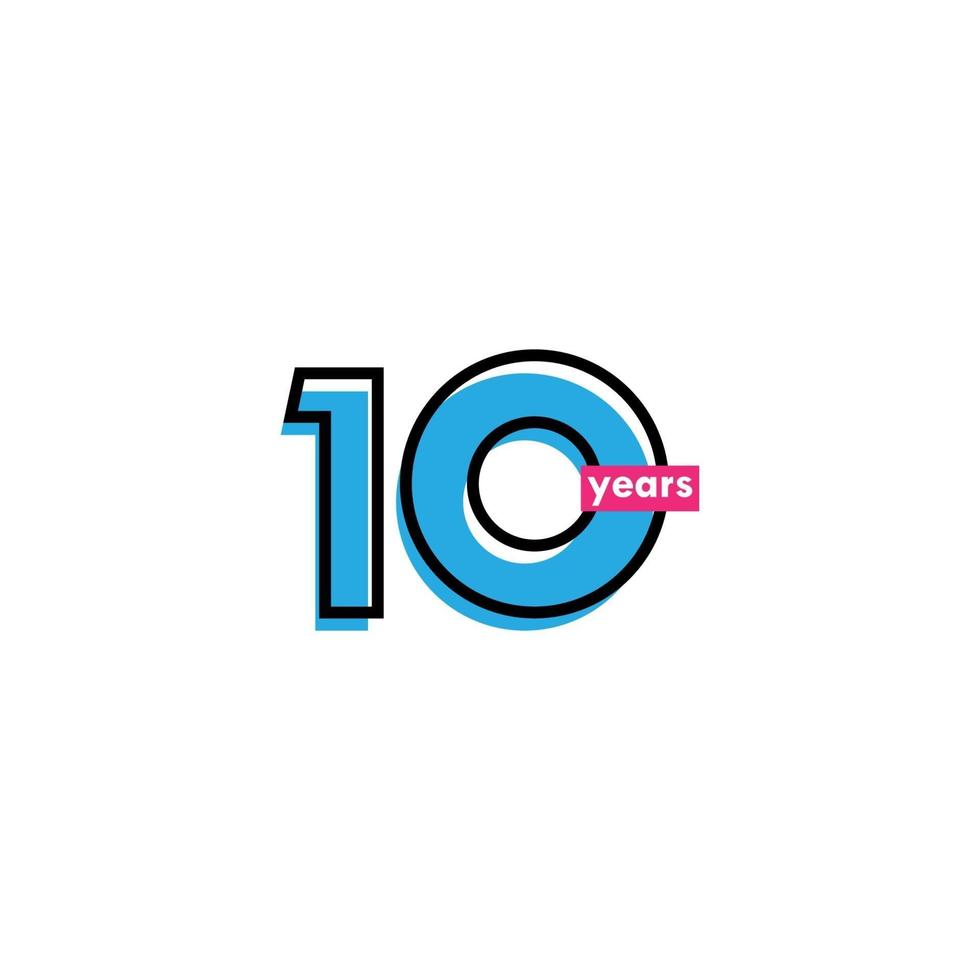 10 Years Anniversary Celebration Line Vector Template Design Illustration