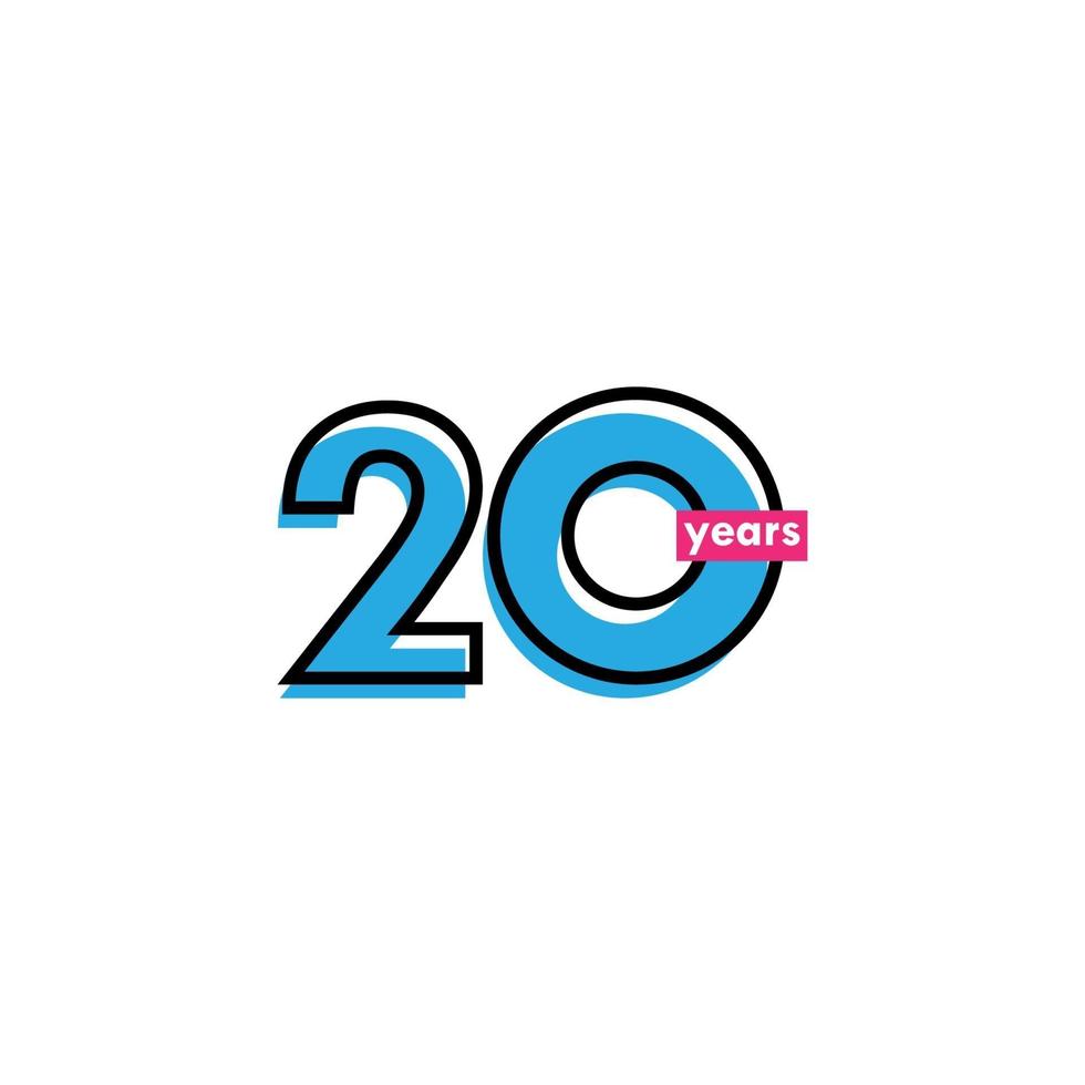 Ilustración de diseño de plantilla de vector de línea de celebración de aniversario de 20 años