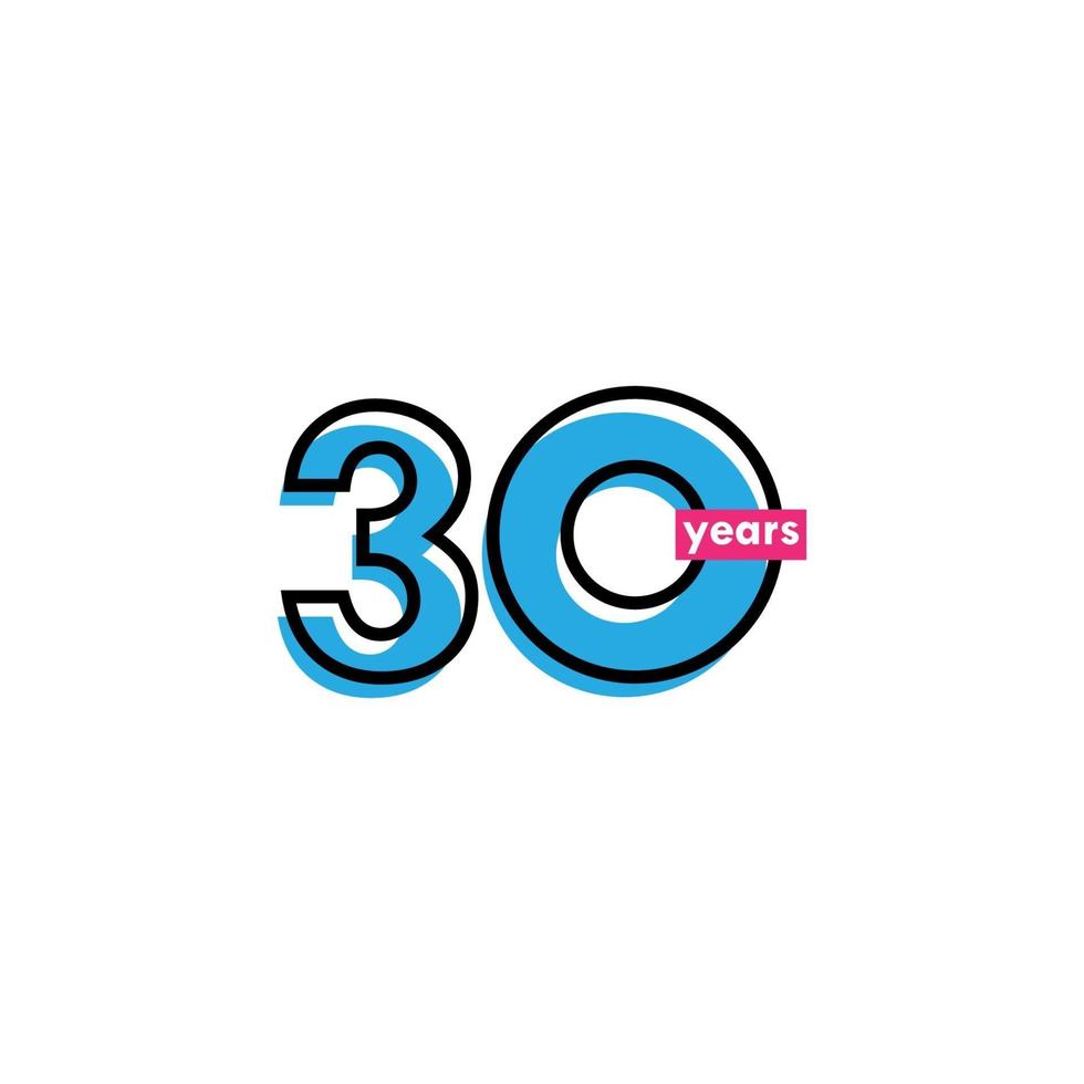 30 Years Anniversary Celebration Line Vector Template Design Illustration