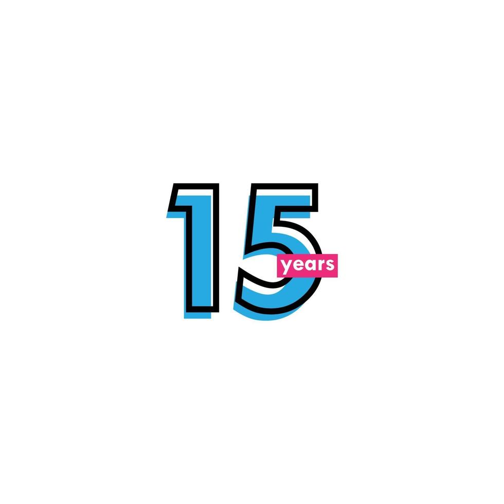 15 Years Anniversary Celebration Line Vector Template Design Illustration