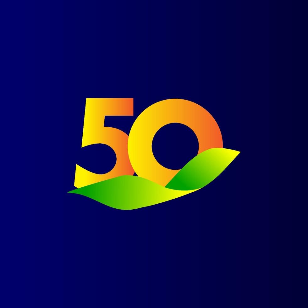 Ilustración de diseño de plantilla de vector de celebración azul naranja de 50 años de aniversario