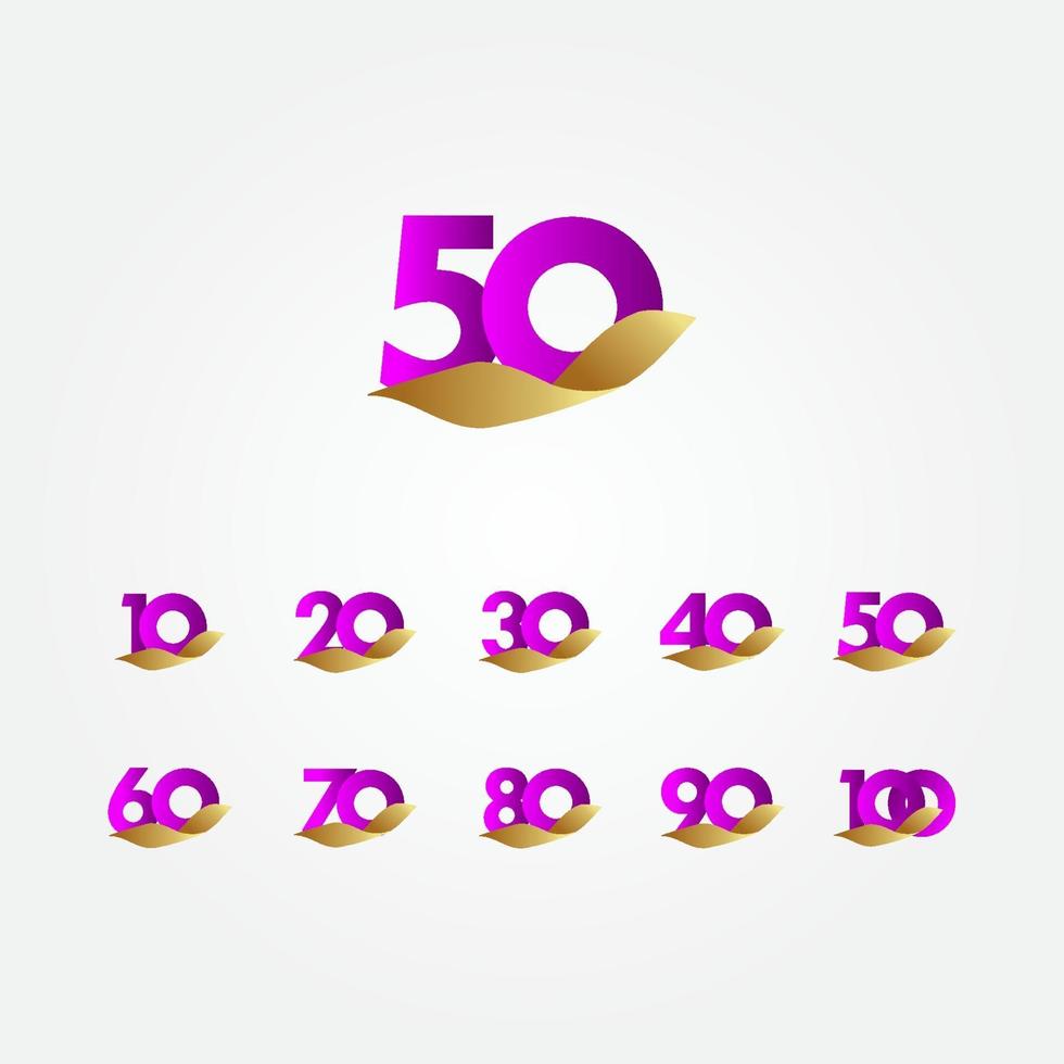 Ilustración de diseño de plantilla de vector de celebración púrpura de aniversario de 50 años