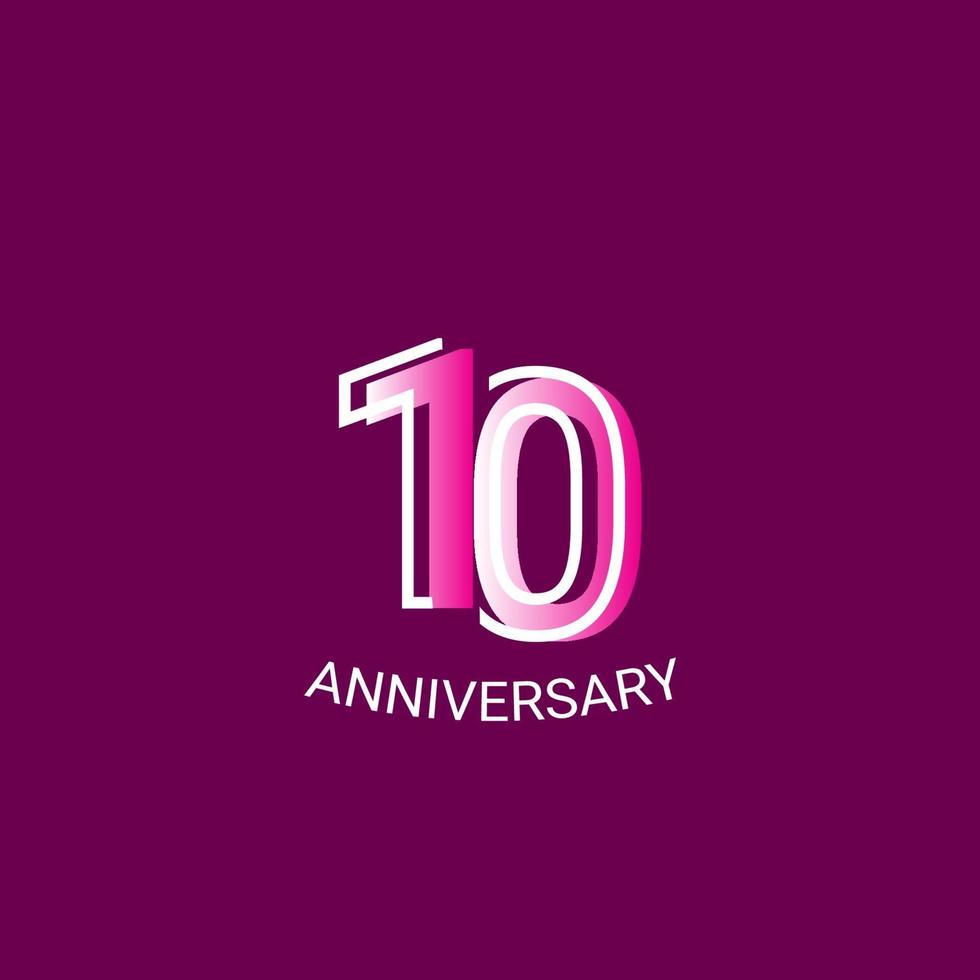 10 Years Anniversary Celebration Purple Line Vector Template Design Illustration