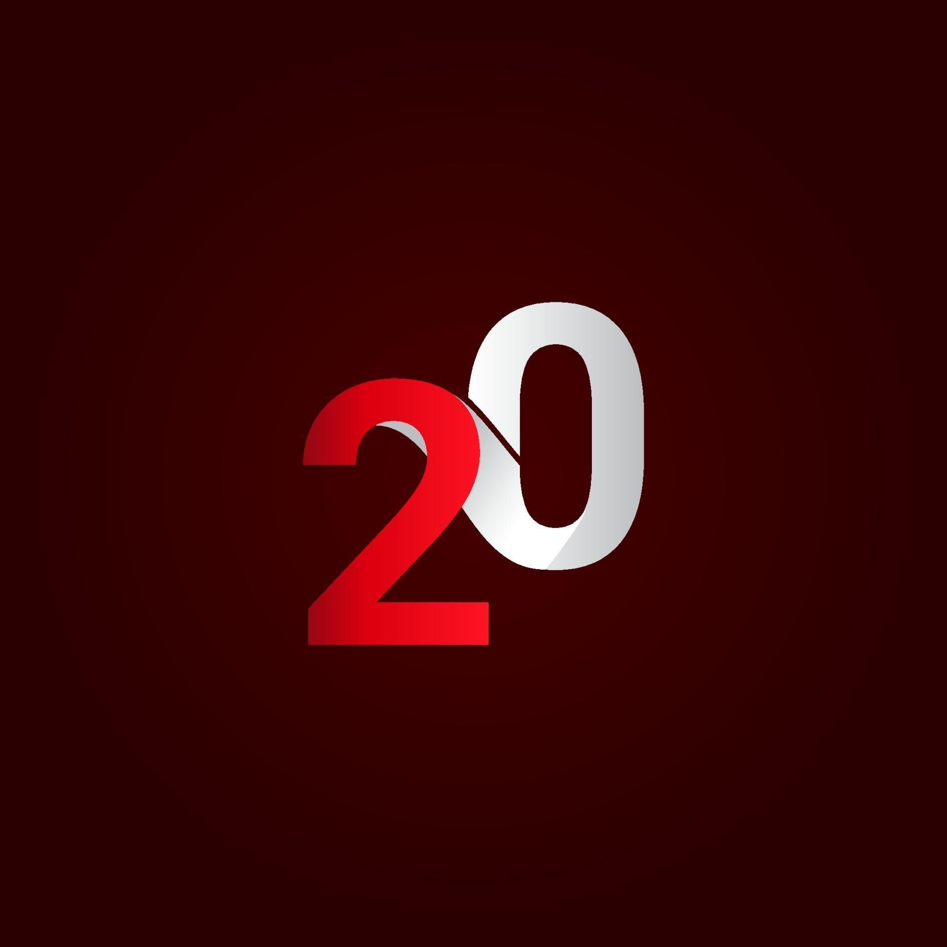 20 Years Anniversary Celebration Red White Number Vector Template
