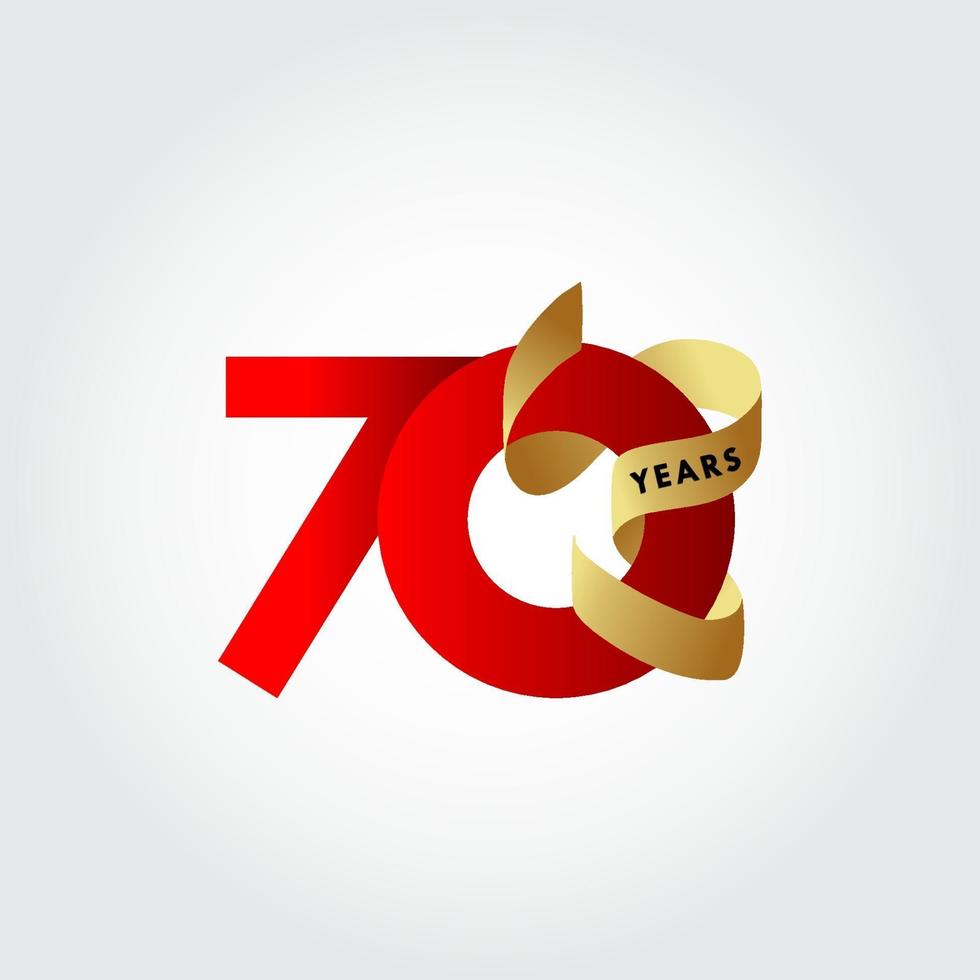 Ilustración de diseño de plantilla de vector de celebración de cinta de aniversario de 70 años
