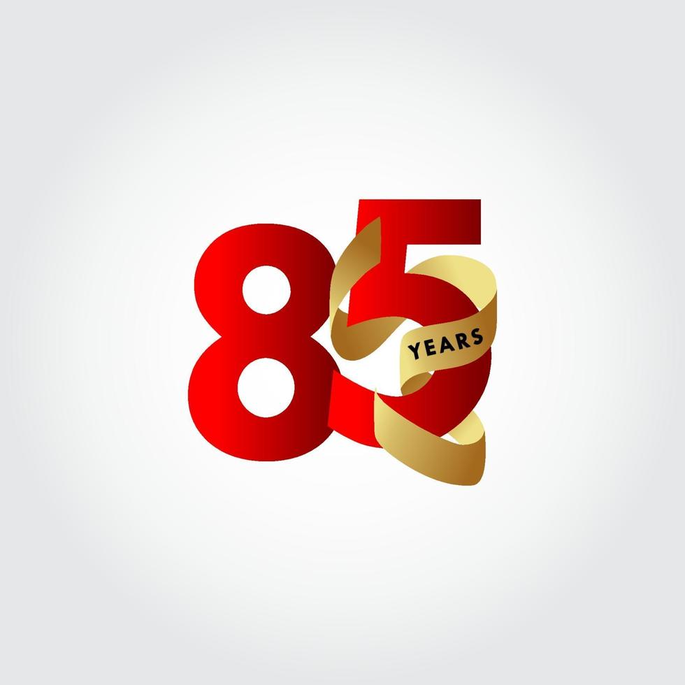 85 Years Anniversary Ribbon Celebration Vector Template Design Illustration
