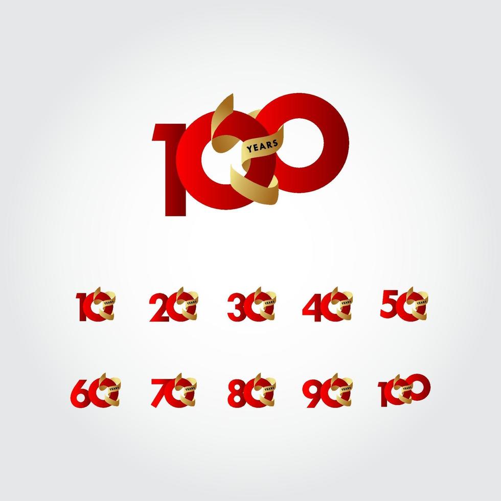 100 Years Anniversary Ribbon Celebration Vector Template Design Illustration