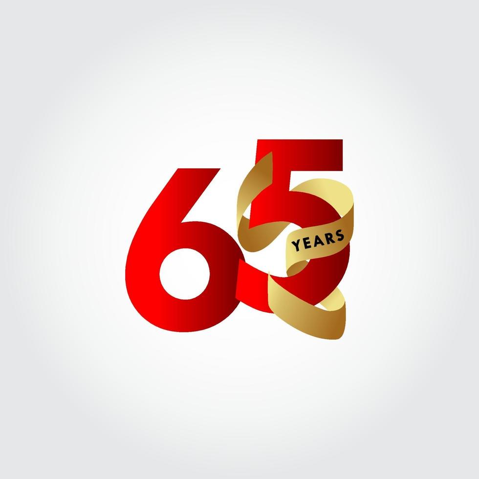 Ilustración de diseño de plantilla de vector de celebración de cinta de aniversario de 65 años