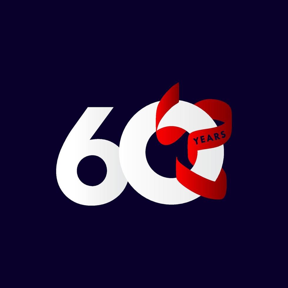 60 Years Anniversary Ribbon Celebration Vector Template Design Illustration