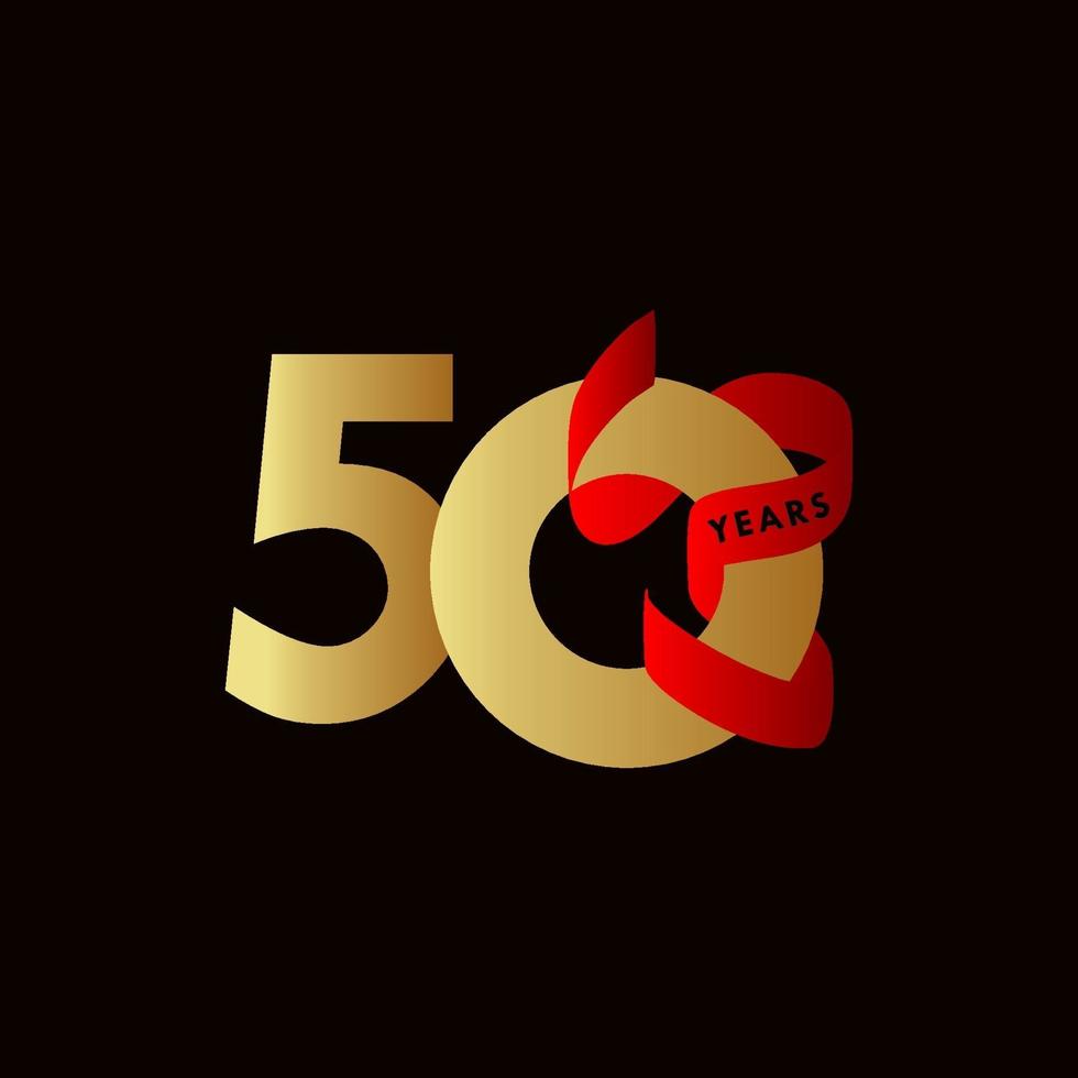 50 Years Anniversary Ribbon Celebration Vector Template Design Illustration