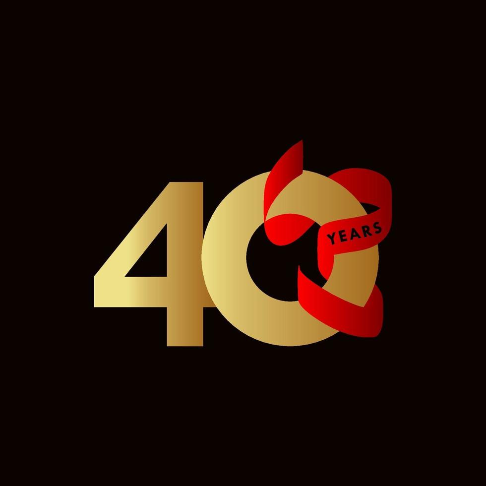 40 Years Anniversary Ribbon Celebration Vector Template Design Illustration