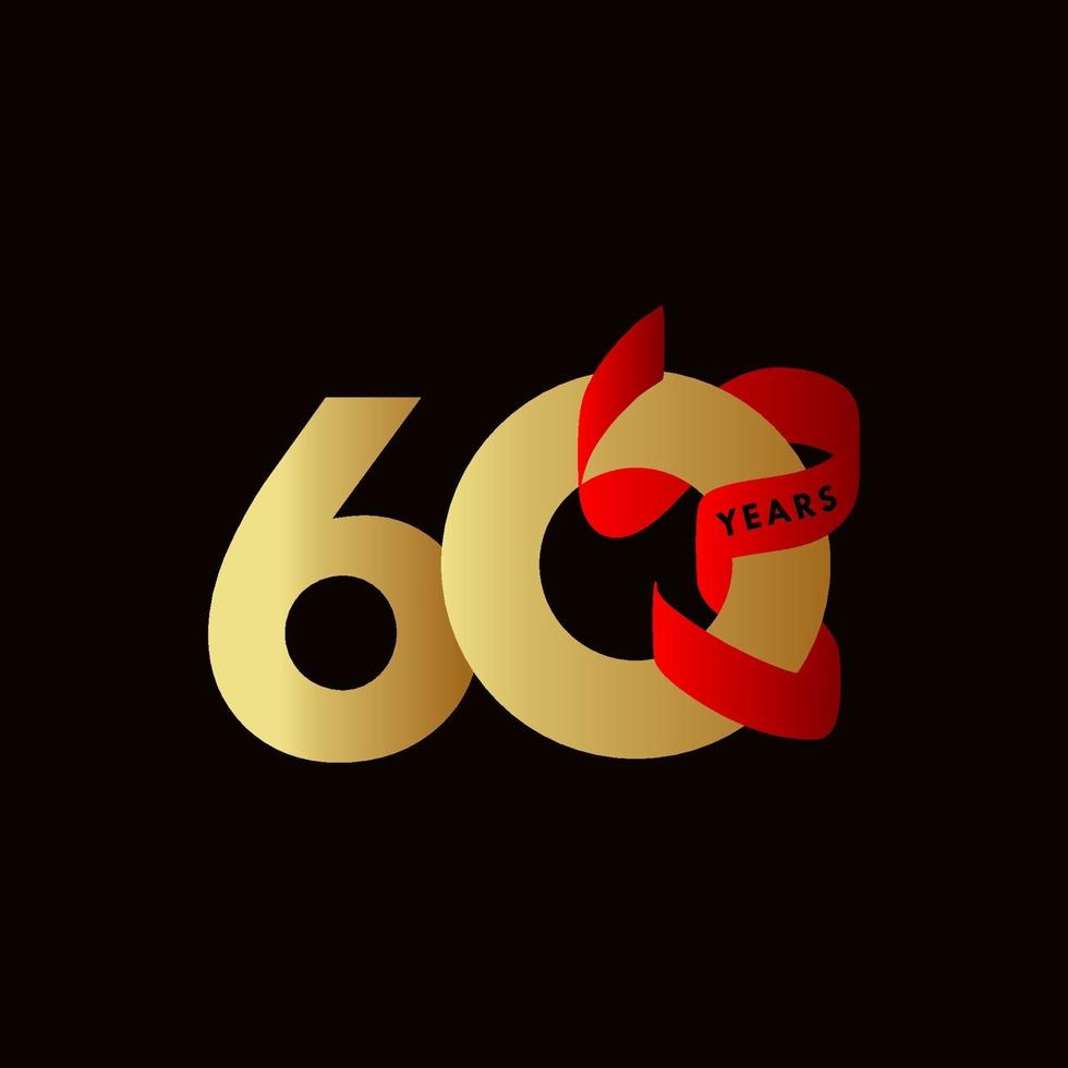 60 Years Anniversary Ribbon Celebration Vector Template Design Illustration