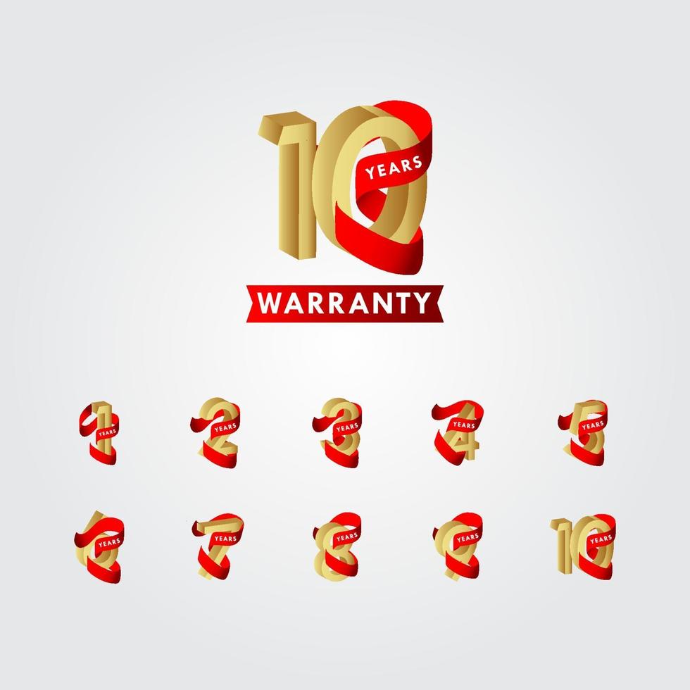 10 Years Warranty Ribbon Vector Template Design Illustration