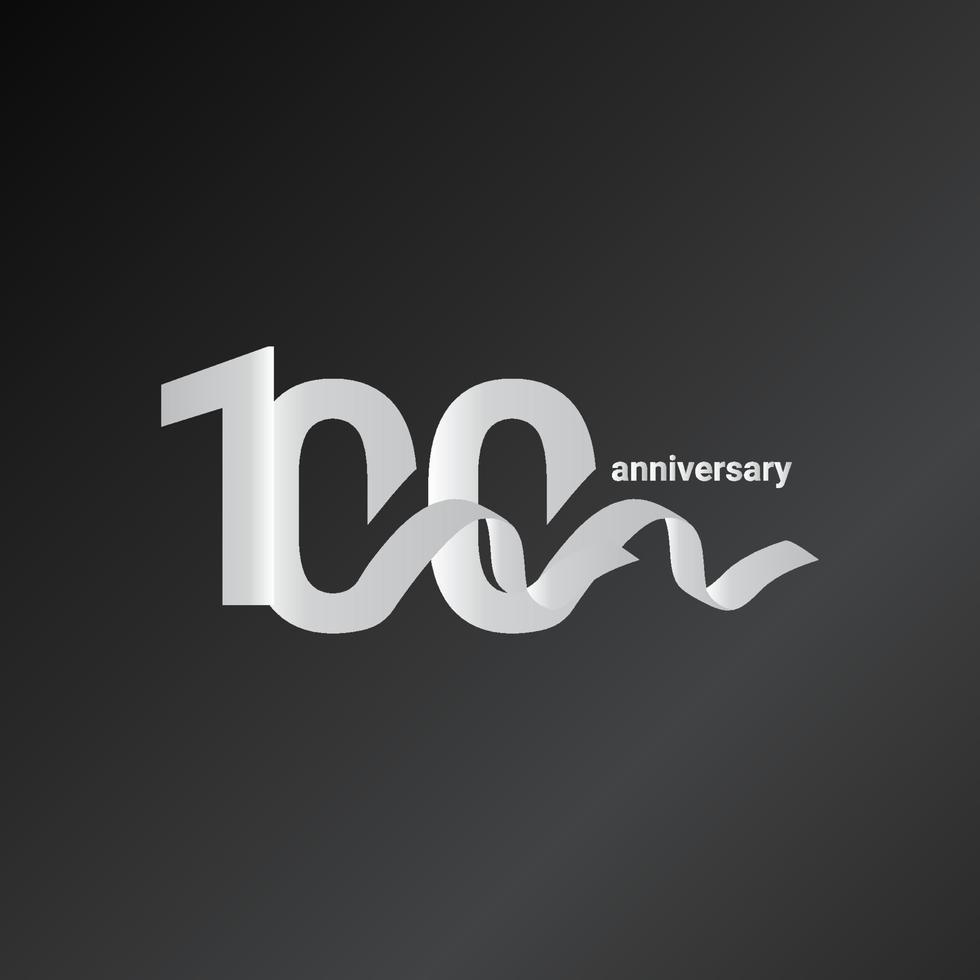 100 Years Anniversary Celebration White Ribbon Vector Template Design Illustration