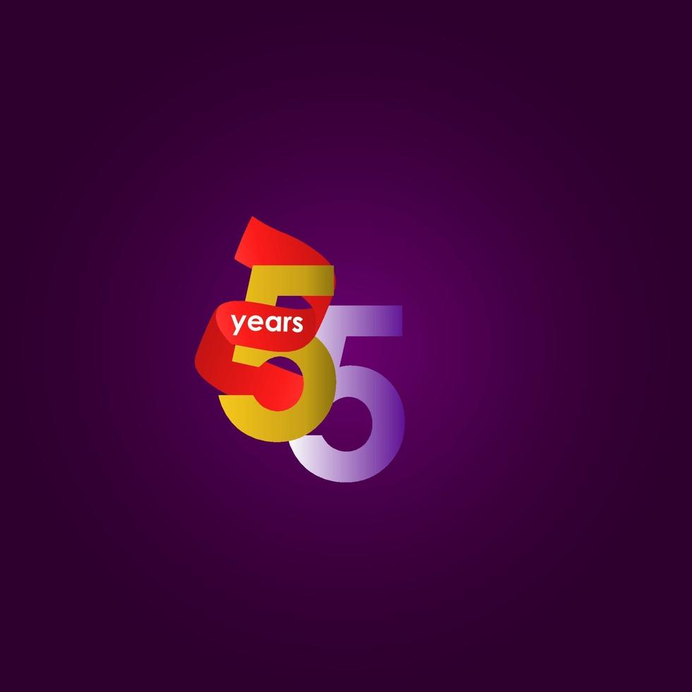 55 Years Anniversary Celebration Ribbon Vector Template Design Illustration