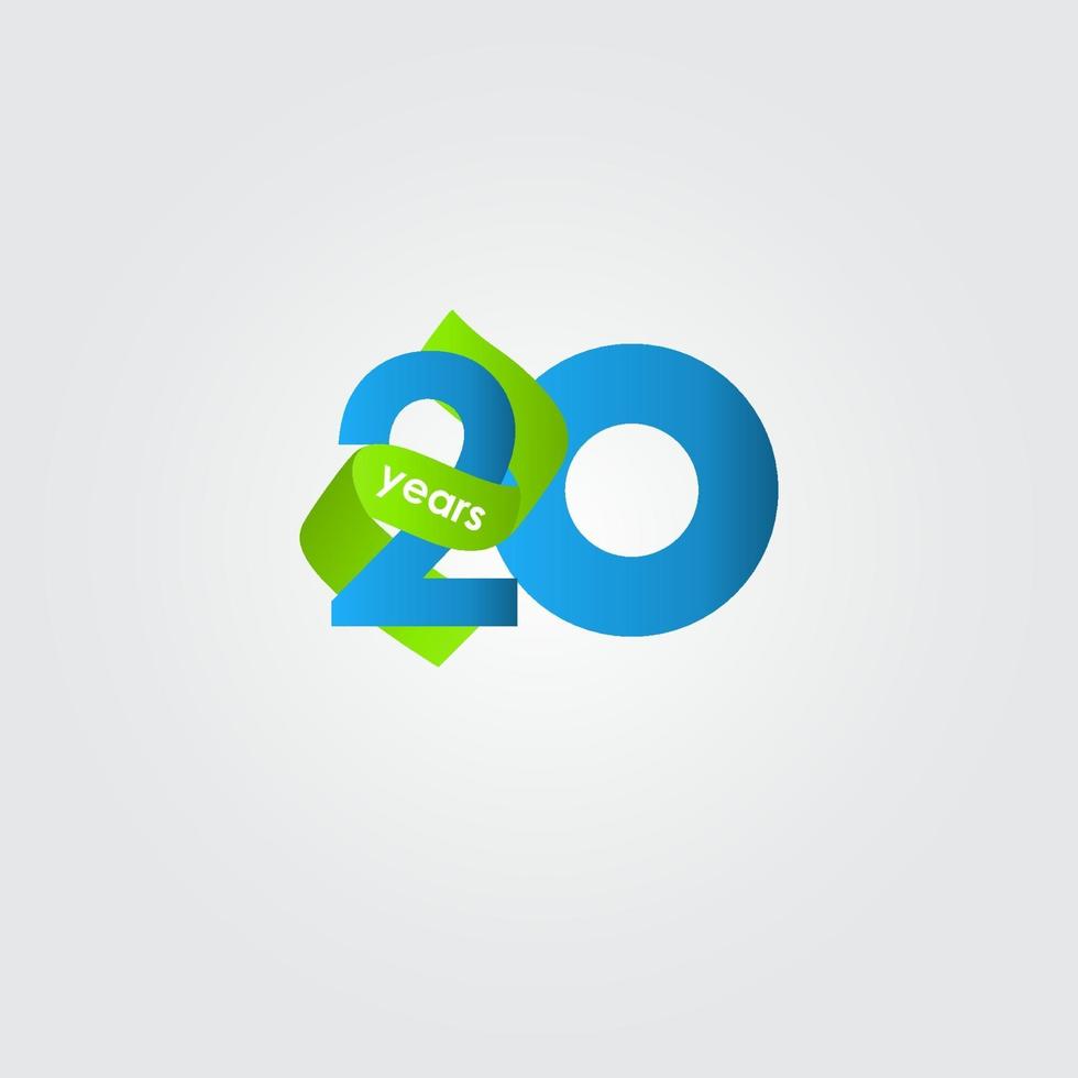 20 Years Anniversary Celebration Ribbon Vector Template Design Illustration