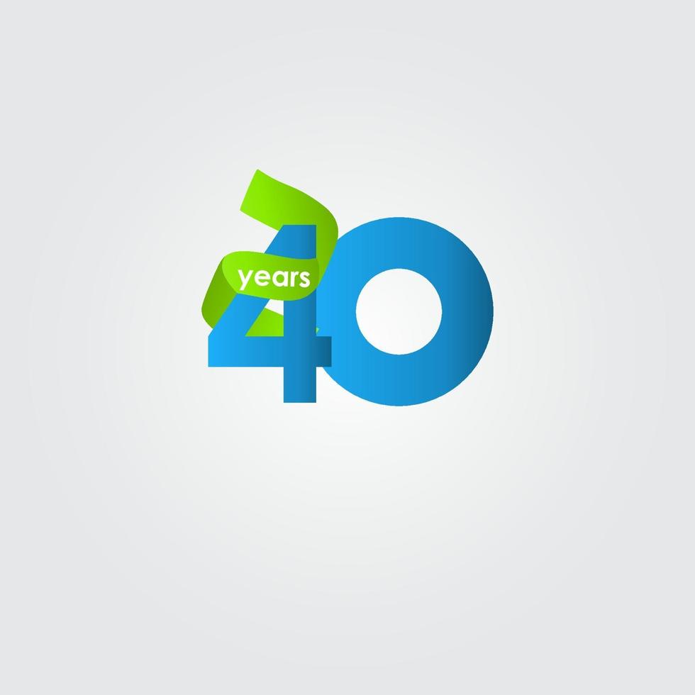 40 Years Anniversary Celebration Ribbon Vector Template Design Illustration