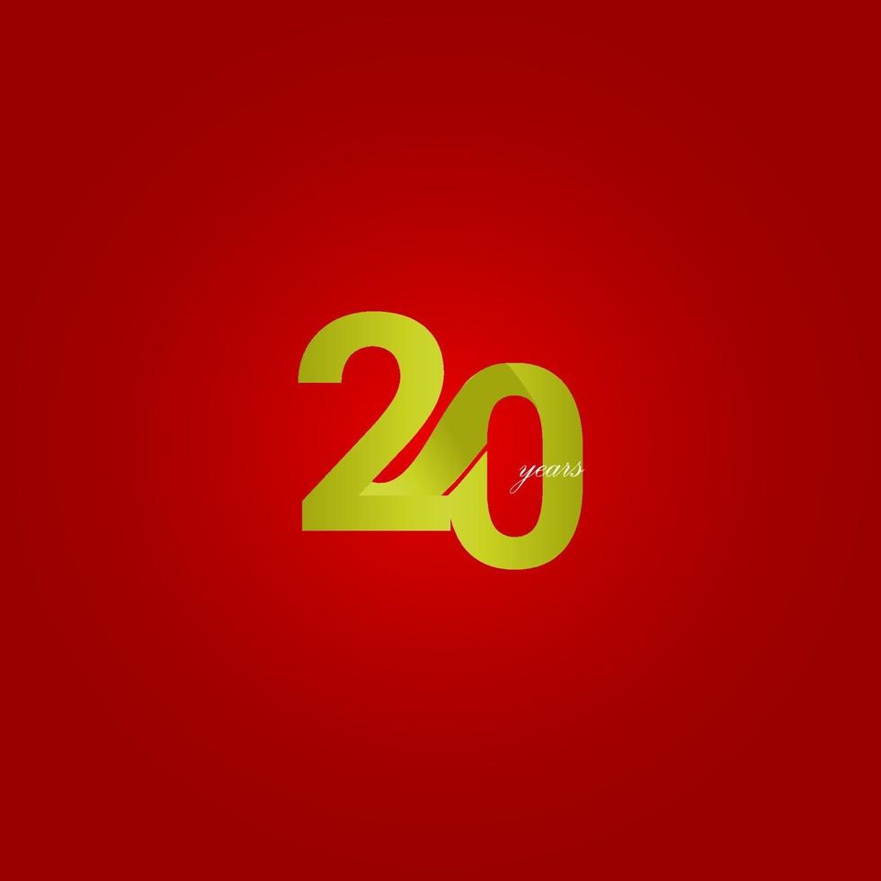 20 Years Anniversary Celebration Yellow Line Number Vector Template Design Illustration