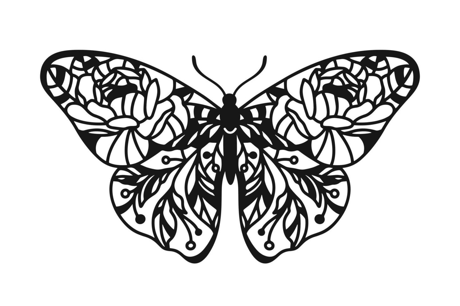 Floral butterfly. Butterfly with ornament. vector