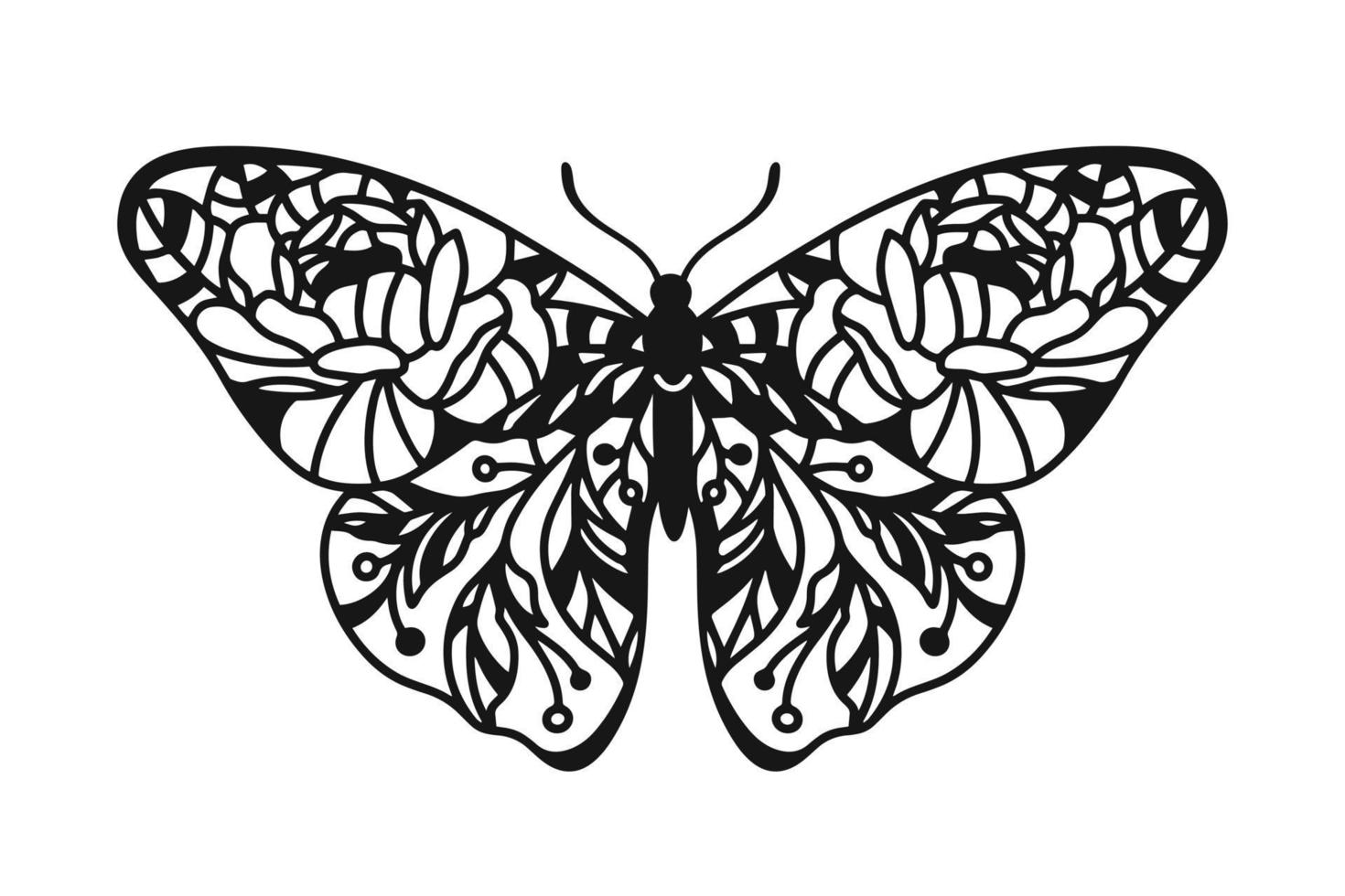 mariposa floral. mariposa con adorno. vector