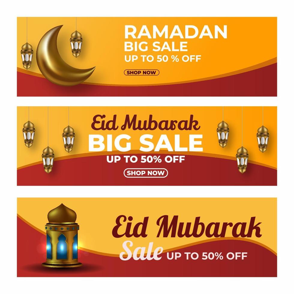 Ramadan sale banner set vector