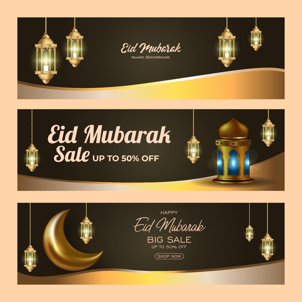 Eid mubarak sale  banner set vector