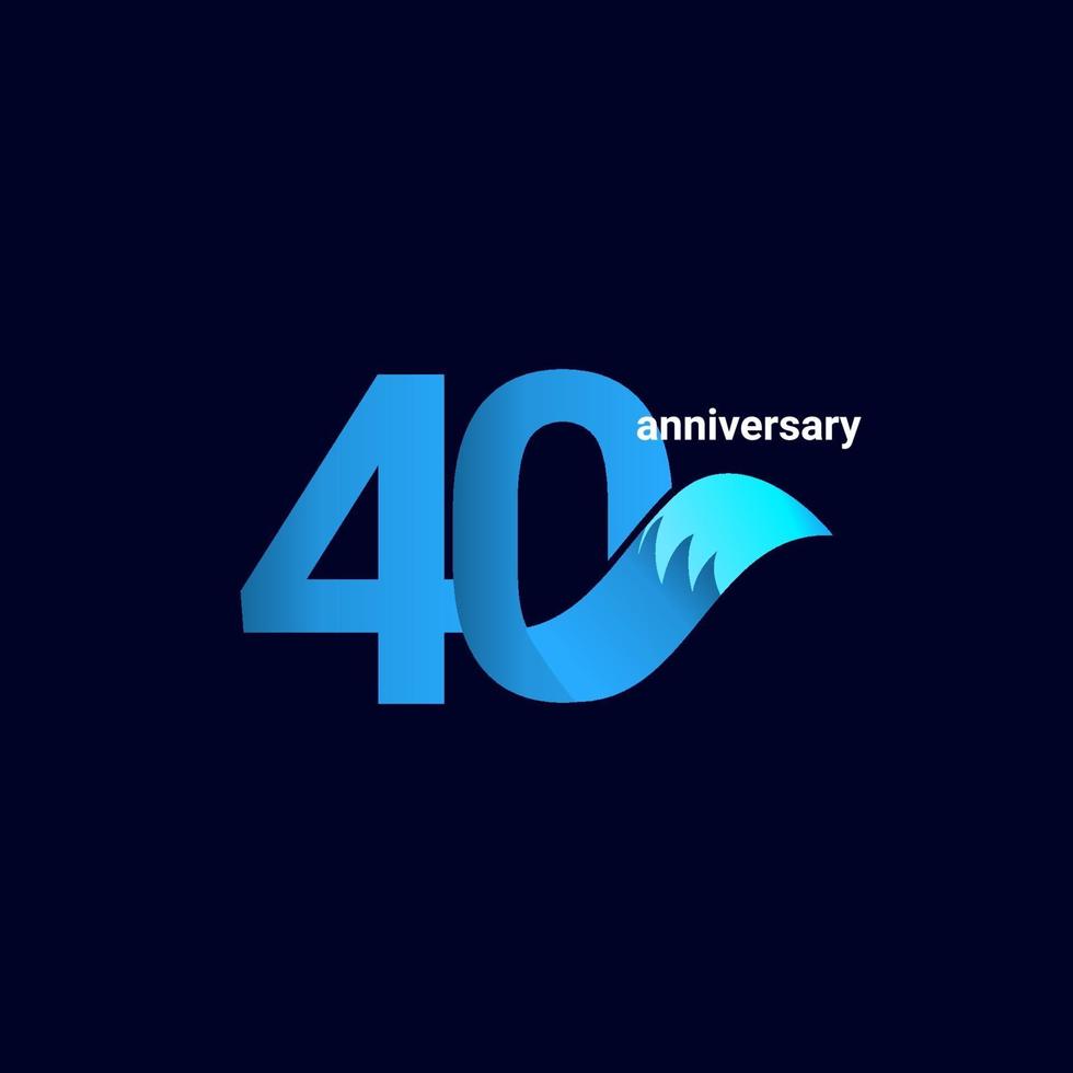 40 Years Anniversary Celebration Blue Fox Model Vector Template Design Illustration