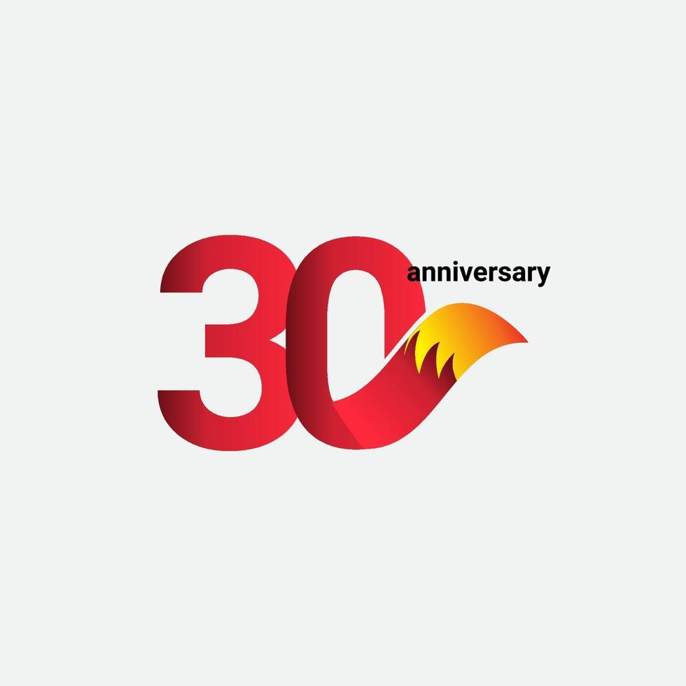 30 Years Anniversary Celebration Fox Model Vector Template Design Illustration