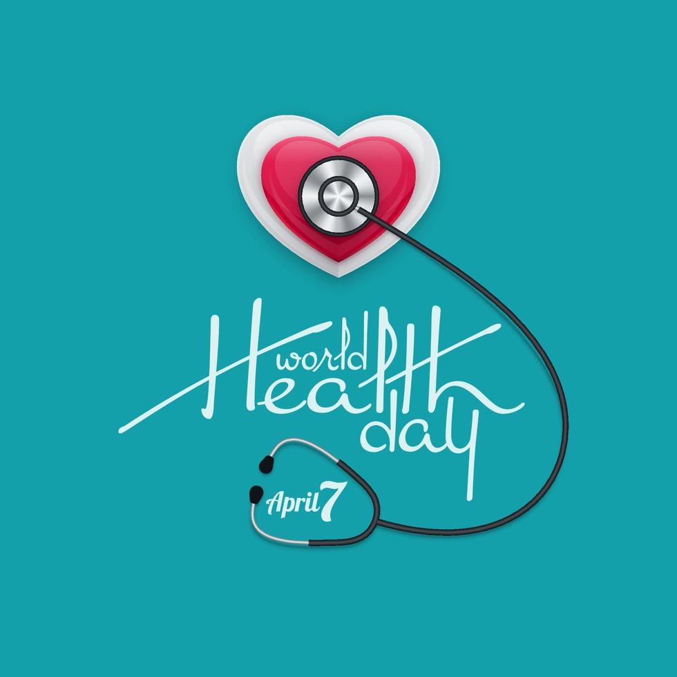 World Health Day Banner with Stethoscope and Heart Shape vector