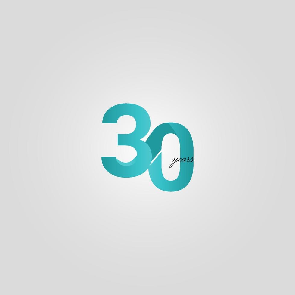 Ilustración de diseño de plantilla de vector de línea azul de celebración de aniversario de 30 años
