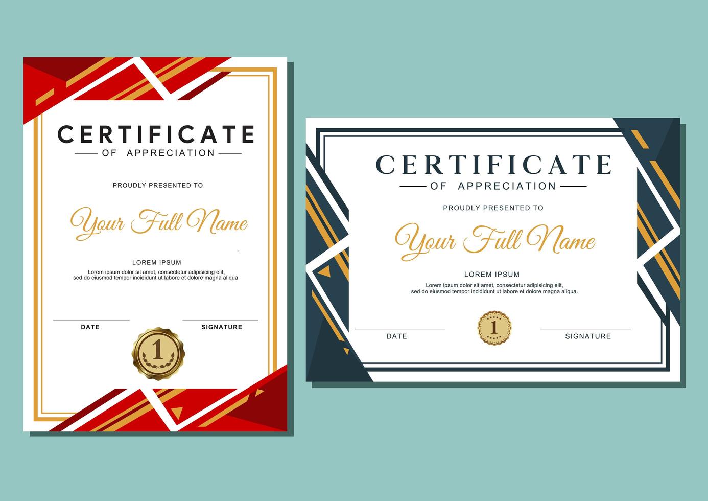 certificate template with luxury and modern pattern, diploma, certificate of achievement award design template vector