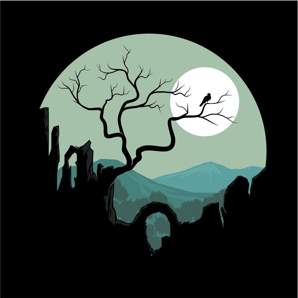 vector illustration of a silhouette hills art