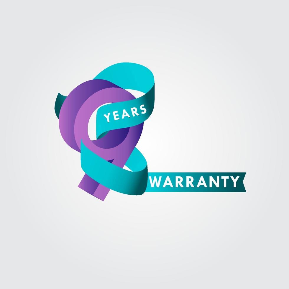 9 Years Warranty Ribbon Vector Template Design Illustration