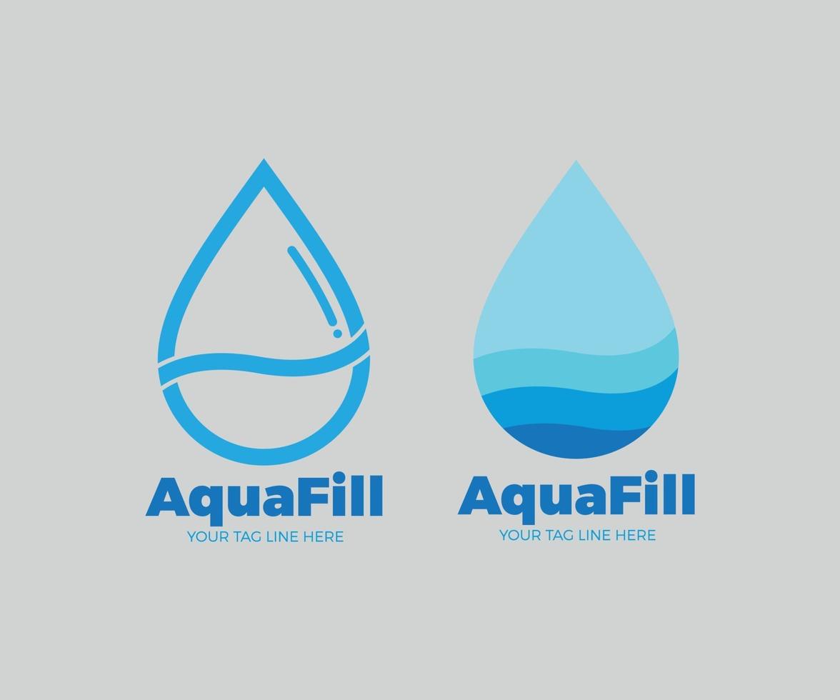 AquaFill waterdrop modern water logo vector