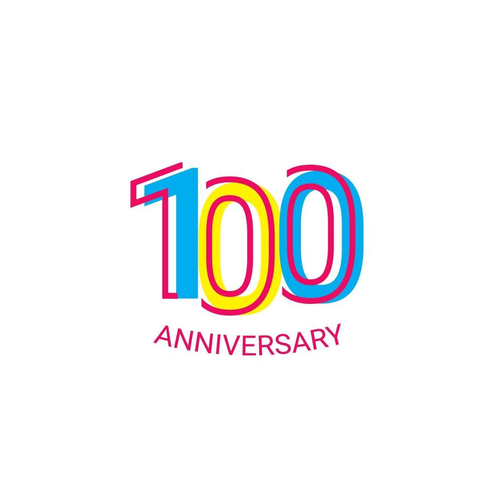 100 Years Anniversary Celebration Fun Line Vector Template Design Illustration