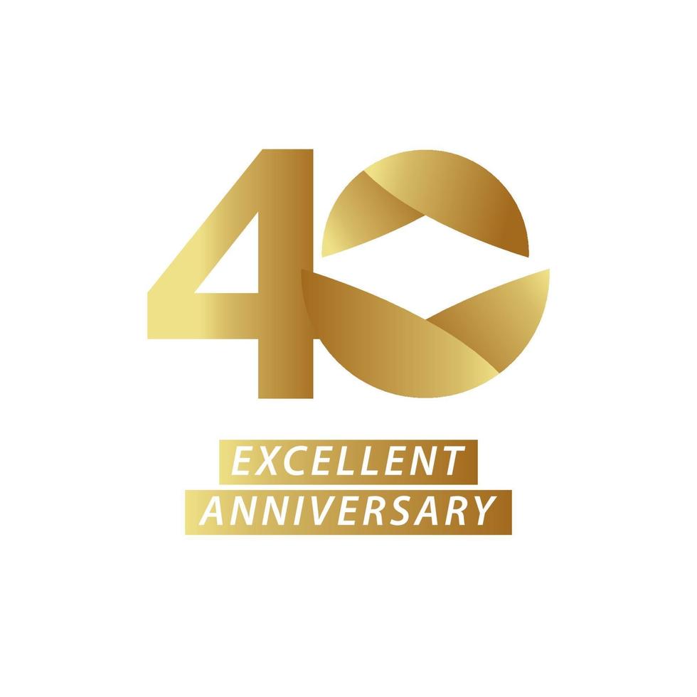 40 Years Anniversary Gold Celebration Vector Template Design Illustration