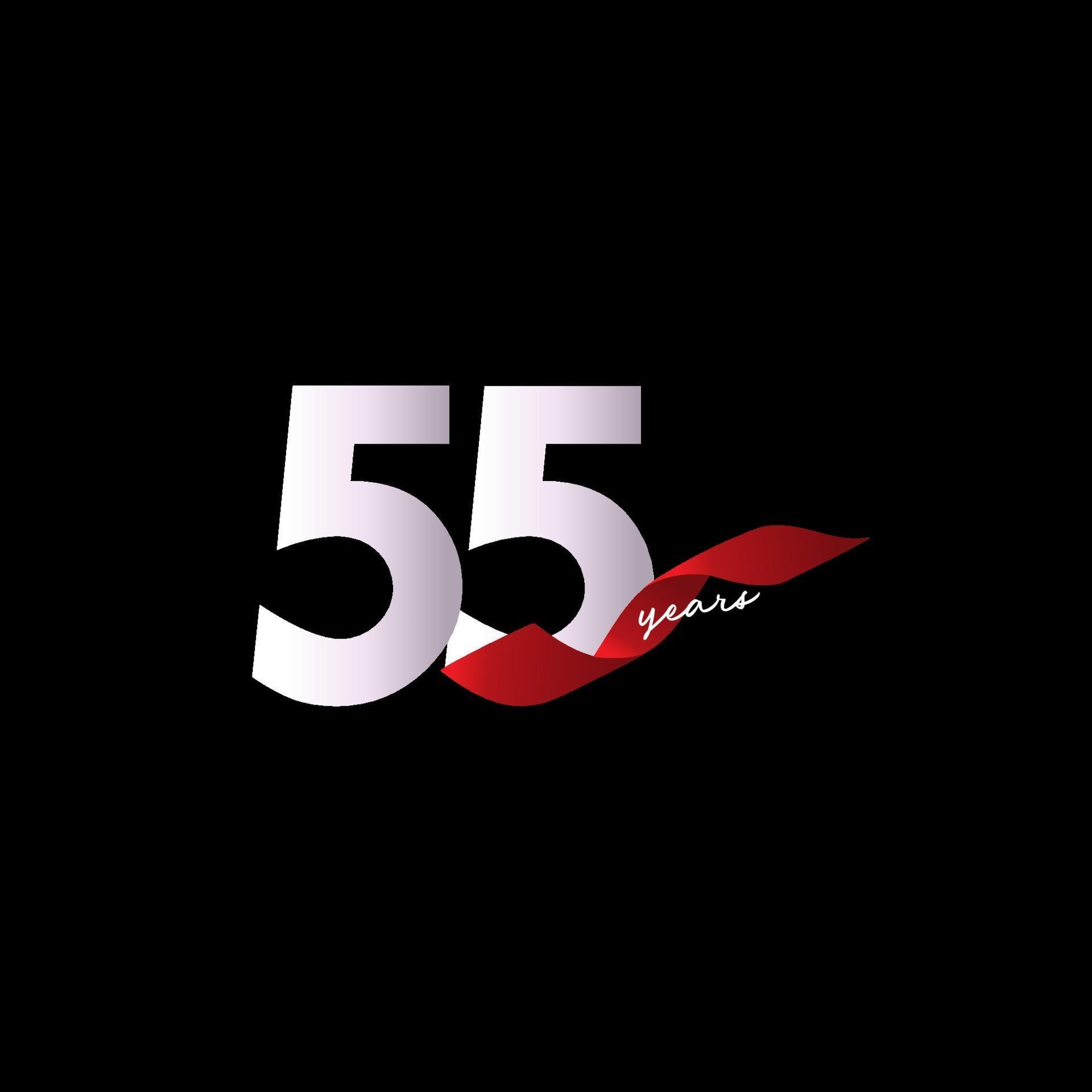 55 Years Anniversary Ribbon Celebration Vector Template Design